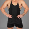 Muhshoiy Mens Stringer Bodybuilding Tank Tops Low Cut Off Y Back Gym Workout Training Stretch Polyester Quick Drying Muscle Shirt/Black/2XL