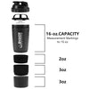 XSUPER Protein Shaker Bottle, Leak Proof Shaker Bottle for Protein Mixes,16oz 3 Layer Twist Off Shaker Cup with Pill & Supplement Storage, Gym Sports Shaker Water Bottle for Protein Powder, Black