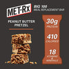 MET-Rx Big 100 Colossal Protein Bars, excelente como reemplazo de comidas saludables, refrigerio y ayuda a mantener la energía, pretzel de mantequilla de maní, con vitamina A, vitamina C y zinc, 100 g (paquete de 9)