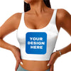 Generic Custom Women's Sports Bra Personalized Photo Name Logo Text Workout Tank Tops Crop Tank Top White, XX-Large