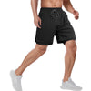 candyfouse Men's 2 in 1 Running Shorts, Quick Dry Workout Shorts with Liner, Athletic Shorts with Zip Pockets and Towel Loop Black