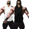 ZUEVI Men's 2 Pack Muscle Sleeveless Hoodies Tank Tops Gym Workout Hooded Bodybuilding Stringer T Shirt (White&Black-S)