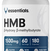 Bucked Up HMB (Beta-Hydroxy Beta-Methylbutyrate) 1500mg Per Serving, Essentials (60 Servings, 180 Capsules)