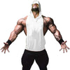 ZUEVI Men's 2 Pack Muscle Sleeveless Hoodies Tank Tops Gym Workout Hooded Bodybuilding Stringer T Shirt (White&Black-S)