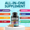 Elderberry Immune Support Supplement 8-in-1 Formula with Echinacea, Vitamin C & Zinc, Vitamin D 5000 IU, Turmeric, Ginger, Ashwagandha – 60 Capsules