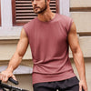 Runcati Men's Sleeveless Tank Tops Crewneck Casual Workout Gym Cut Off Muscle Fit T Shirt Wine Red