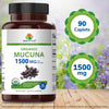 Brieofood Organic Mucuna 1500mg, 45 Servings, Vegetarian, Gluten Free, 90 Vegetarian Tablets