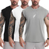 LSLXYWZX Men's Tank Tops 3 Pack Sleeveless Workout Mesh Material Quick Dry Athletic Running Gym Muscle Beach Fitness Shirts (US, Alpha, Large, Regular, Regular, Black+White+Gray)