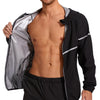 NINGMI Men Sauna Suit Sweat Jackets Long Sleeve Shirt Hood Zipper Workout Top Body Shaper Fitness Gym