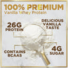 Whey Protein Powder, Creamy Vanilla Whey Isolate with 26g Protein & BCAAs - Support Muscle Growth, Recovery & Fitness - Gluten Free, Fast Absorbing, Easy Digesting for Women & Men - 24 Servings