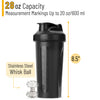 Mr. Pen- Shaker Bottles for Protein Mixes, 28 oz, 1 Pack, Black, Protein Shaker Bottle with Wire Whisk Ball, Blender Bottle
