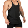 Muhshoiy Mens Stringer Bodybuilding Tank Tops Low Cut Off Y Back Gym Workout Training Stretch Polyester Quick Drying Muscle Shirt/Black/2XL