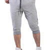 FIRSTGYM Mens 3/4 Tapered Fit Jogger Pants Casual Workout Gym Capris Jogger Shorts Light Grey
