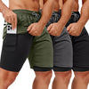 OCYMA 3 Pack Men's 2 In1 Gym Shorts Men with Pockets 7 inch Workout Shorts Men Running Shorts with Liner&Towel Loop