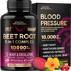 Beet Root Capsules 10000 mg - Healthy Blood Pressure Support Supplement** for Heart & Circulation Support - with Hawthorn Berry, Hibiscus & Garlic - Nitric Oxide for Energy - Made in USA, 120 Capsules