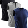 NELEUS Men's Running Tank Tops Sleeveless Athletic Workout Shirts with Hoods and Zipper,3 Pack,5099,Black/Grey/Navy Blue,L