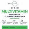 Type Zero Multivitamin Capsules (120 Capsules) (1300 mg) - with Probiotics + 22 Vitamins and Minerals, GMO-Free