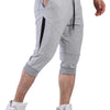 FIRSTGYM Mens 3/4 Tapered Fit Jogger Pants Casual Workout Gym Capris Jogger Shorts Light Grey