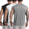 LSLXYWZX Men's Tank Tops 3 Pack Sleeveless Workout Mesh Material Quick Dry Athletic Running Gym Muscle Beach Fitness Shirts (US, Alpha, Large, Regular, Regular, Black+White+Gray)