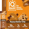 IQBAR Brain and Body Plant Protein Bars - Peanut Butter Chip - 12 Count, Low Carb, High Fiber, Gluten Free, Vegan Snacks - Low Sugar Keto Energy Bars