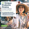 Hyperbiotics Vital Nutrients Pro-15 Pre + Probiotic | 15 Strains| Supports Occasional Constipation, Diarrhea, Gas & Bloating | Immune, Digestive & Gut Health | Shelf-Stable | Vegan | 30 Pearl Tablets