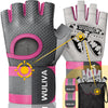 WULIVA Workout Gloves for Men and Women - Ideal for Light & Medium Gym Exercise Training & Cycling, Includes Padded Design, Detachable Wrist Strap & Storage Mesh Bag