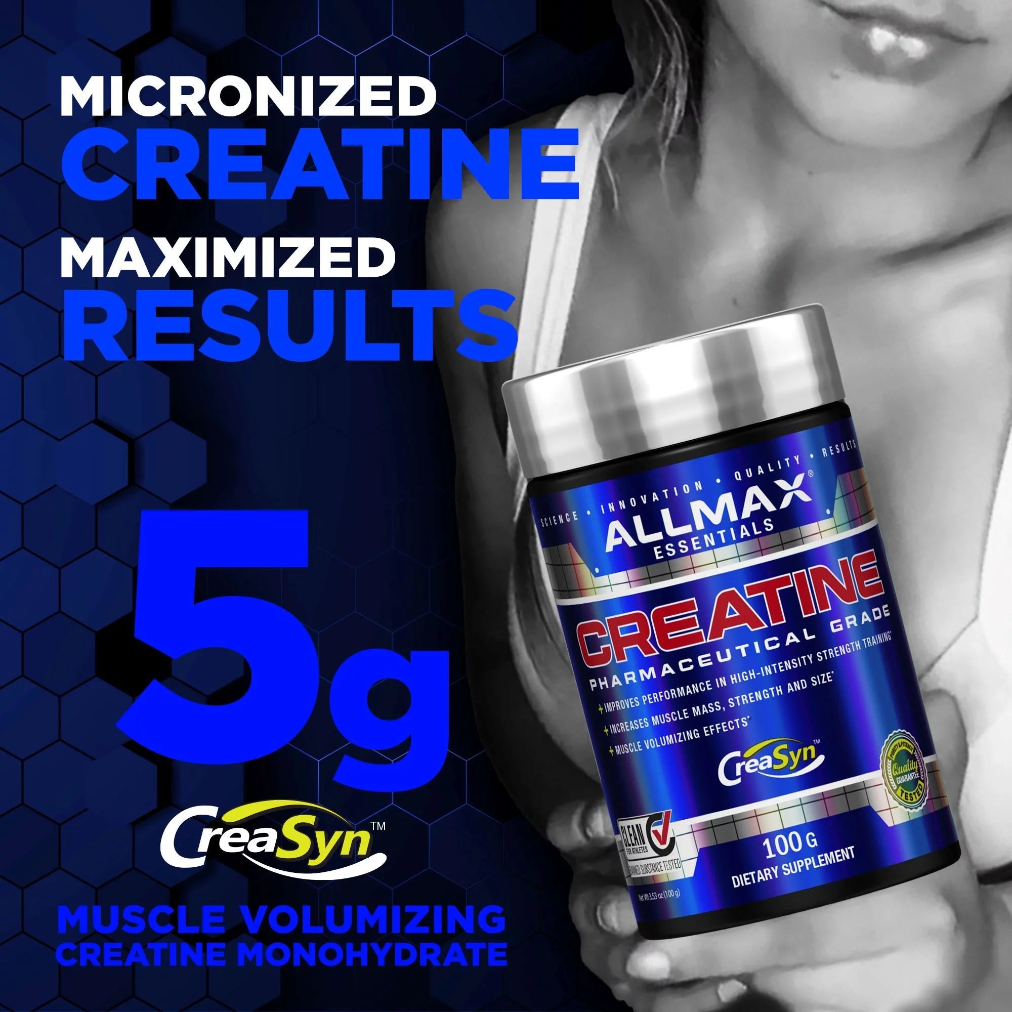 Micronized Creatine Monohydrate, Gluten Free & Fast Absorbing 100G, Unflavored, 20 Servings