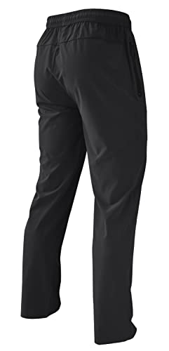 Men's Lightweight Quick Dry Hiking Running Pants Outdoor Sports Breathable Zipper Pockets Athletic Work Pants Black M