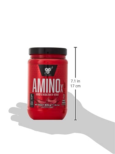 BSN Amino X Muscle Recovery &amp; Endurance Powder con BCAA, 10 gramos de aminoácidos, Keto Friendly, sin cafeína, sabor: ponche de frutas, 30 porciones (el embalaje puede variar)