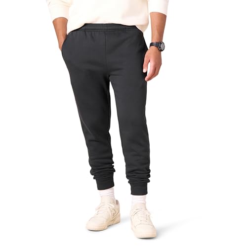 Amazon Essentials Men's Joggers Sweatpants, Fleece, Washed Black, Large, Comfortable Fit