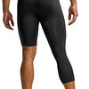 TSLA Men's Cool Dry Compression Pants, Athletic Workout Running Tights Leggings Baselayer, 3/4 Right Black/Black, Small