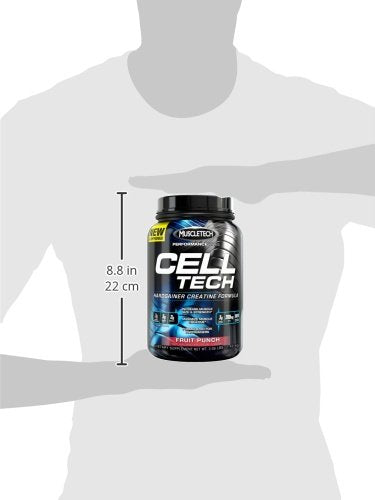 Monohidrato de creatina en polvo MuscleTech Cell-Tech Creatina Bebida de recuperación post-entrenamiento Constructor muscular para hombres y mujeres Suplementos de desarrollo muscular Ponche de frutas, 3 libras (27 porciones)