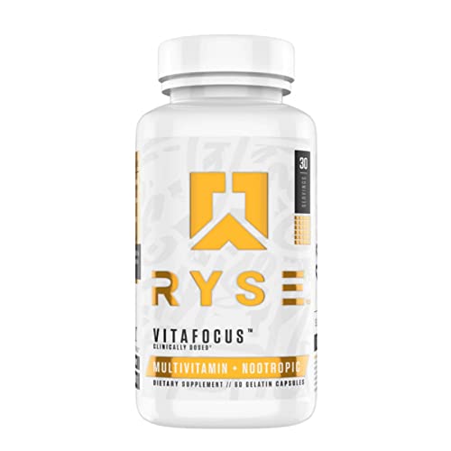 Serie RYSE Core VitaFocus | Multivitamínico + Nootrópico | Soporte total para el cerebro y el cuerpo | Con 13 vitaminas esenciales y 8 minerales esenciales | 60 Cápsulas
