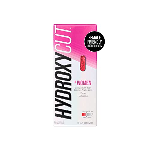 Hydroxycut + Pastillas para mujeres con biotina y colágeno | Cabello, Uñas y Vitaminas para la Piel | Suplemento de hierro | Pastillas energéticas, 60 unidades (1 paquete)