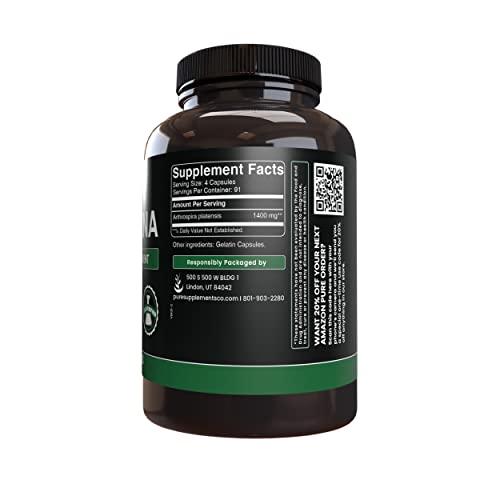 Pure Original Ingredients Spirulina (365 Capsules) No Magnesium Or Rice Fillers, Always Pure, Lab Verified