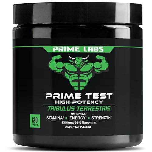 Prime Labs Tribulus Terrestris for Men - Men's Supplement with 95% Saponins - Energy & Vitality Booster - with 1,300 mg Tribulus Terrestris Extract - 120 Capsules