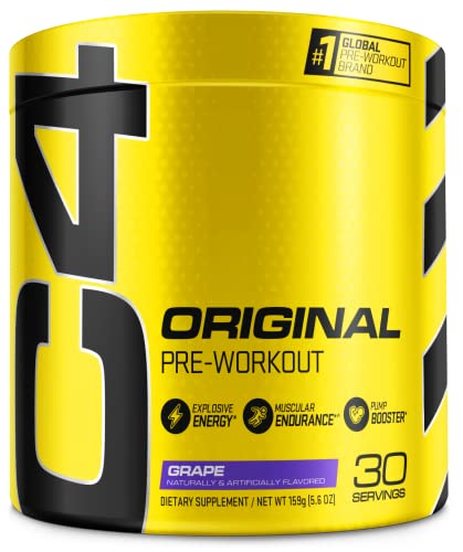 Cellucor C4 Original Pre Workout Powder Grape Sugar Free Preworkout Energy for Men & Women 150mg Caffeine + Beta Alanine + Creatine - 30 Servings (Packaging May Vary)