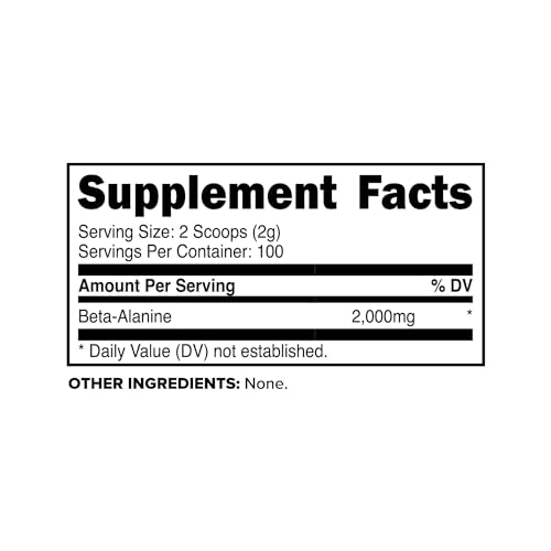 Primaforce Beta Alanine Powder, Unflavored, 200 Grams - Gluten Free, Non-GMO Supplement for Men and Women - Supports Lean Muscle Gain and Aids Recovery