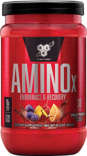 BSN Amino X Muscle Recovery &amp; Endurance Powder con BCAA, 10 gramos de aminoácidos, Keto Friendly, sin cafeína, sabor: ponche de frutas, 30 porciones (el embalaje puede variar)