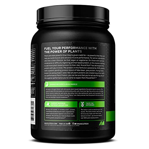 Proteína de rendimiento a base de plantas MuscleTech Platinum Proteína de rendimiento a base de plantas en polvo 25 g de proteína 5 fuentes de proteínas vegetales Vainilla 20 porciones