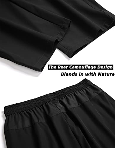 Men's Lightweight Quick Dry Hiking Running Pants Outdoor Sports Breathable Zipper Pockets Athletic Work Pants Black M