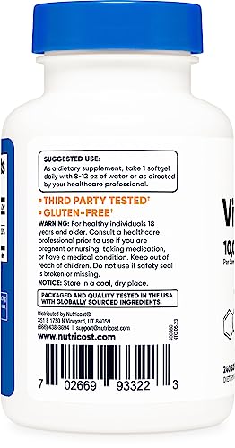 Nutricost Vitamina D3 10.000 UI, 240 cápsulas de gel blando - Potente, sin OGM, sin gluten vitamina D
