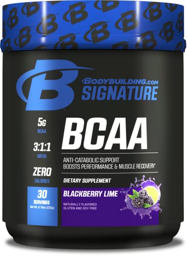 Bodybuilding Signature BCAA Powder | Essential Amino Acids | Nutrition Supplement | Promote Muscle Growth and Recovery | 30 Servings (BlackBerry Lime)