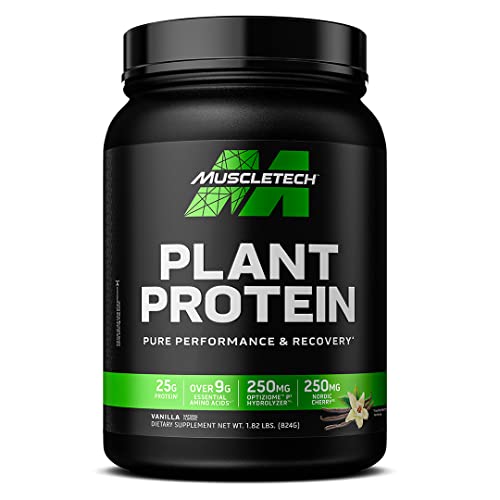 Proteína de rendimiento a base de plantas MuscleTech Platinum Proteína de rendimiento a base de plantas en polvo 25 g de proteína 5 fuentes de proteínas vegetales Vainilla 20 porciones