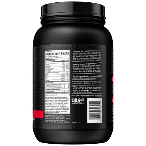 Whey Protein Powder MuscleTech Nitro-Tech Whey Protein Isolate & Peptides Protein + Creatine for Muscle Gain Muscle Builder for Men & Women Sports Nutrition Vanilla, 2.2 lb (22 Servings)