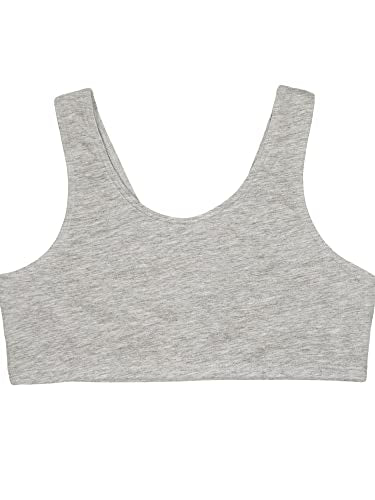 Fruit of the Loom Girls' Cotton Built-up Stretch Sports Bra, Black/White/Heather Grey, 28