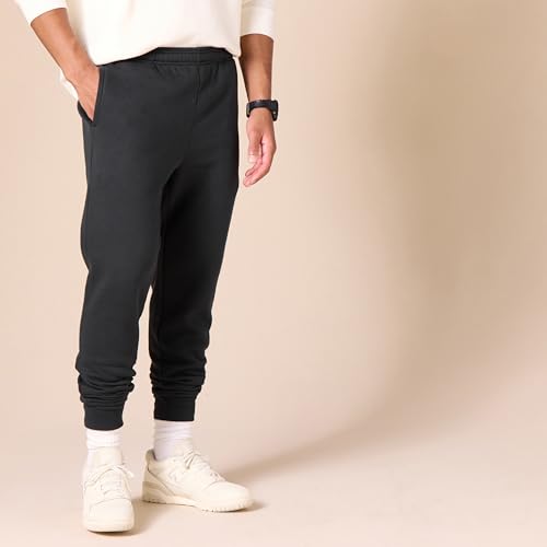 Amazon Essentials Men's Joggers Sweatpants, Fleece, Washed Black, Large, Comfortable Fit
