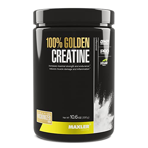 Maxler 100% Golden Creatine - Micronized Creatine Monohydrate Powder - Muscle Building Supplements - Pre/Post Workout Vegan Supplement - Gluten Free Unflavored Creatine Powder - 300 g