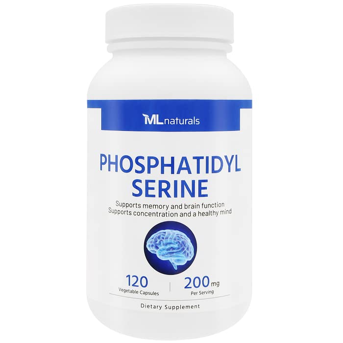 ML Naturals Phosphatidyl Serine 200 mg 120 Vegetable Capsules. Supports Memory & Brain Function