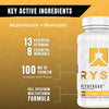 Serie RYSE Core VitaFocus | Multivitamínico + Nootrópico | Soporte total para el cerebro y el cuerpo | Con 13 vitaminas esenciales y 8 minerales esenciales | 60 Cápsulas